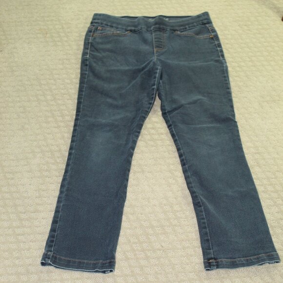 Gloria Vanderbilt Sz 8 All Around Slimming Effect Straight Blue Pull-On Jeans - Picture 1 of 7